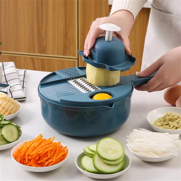 Multi-Function Vegetable Slicer+Washing and Draining Basket (Random Color)