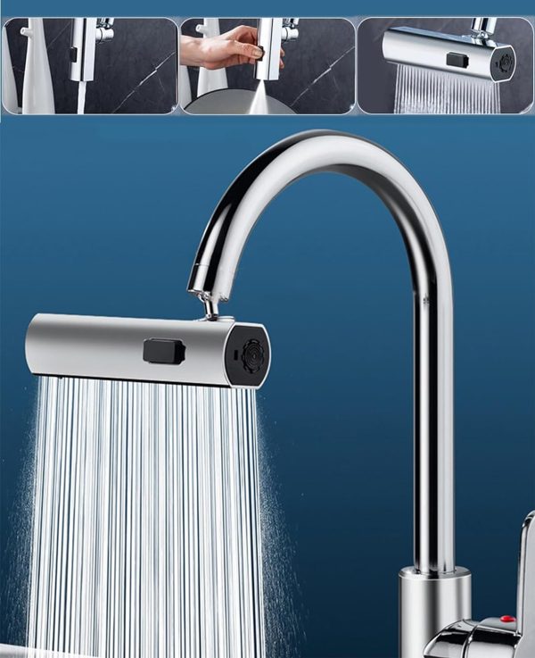 Multifunctional Kitchen Sink Waterfall Faucet Pressurized Bubbler Splash-proof 4 Modes Spout Bathroom Basin Tap Extender Adapter