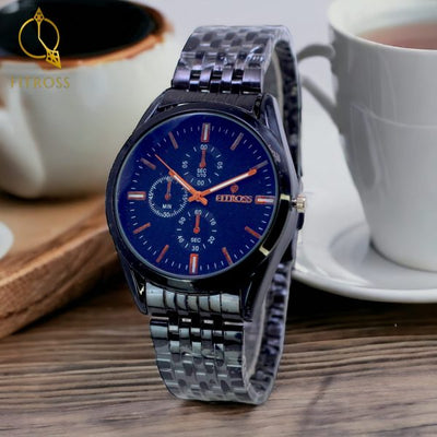 Fitross Watch For Men Chronograph Stainless Steel Strap Luminous Quartz Watch